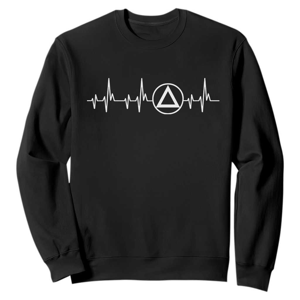 Sober Recover Sobriety Heartbeat EKG Pulse Recovery Sweatshirt TS11 Black Print Your Wear