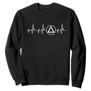 Sober Recover Sobriety Heartbeat EKG Pulse Recovery Sweatshirt TS11 Black Print Your Wear