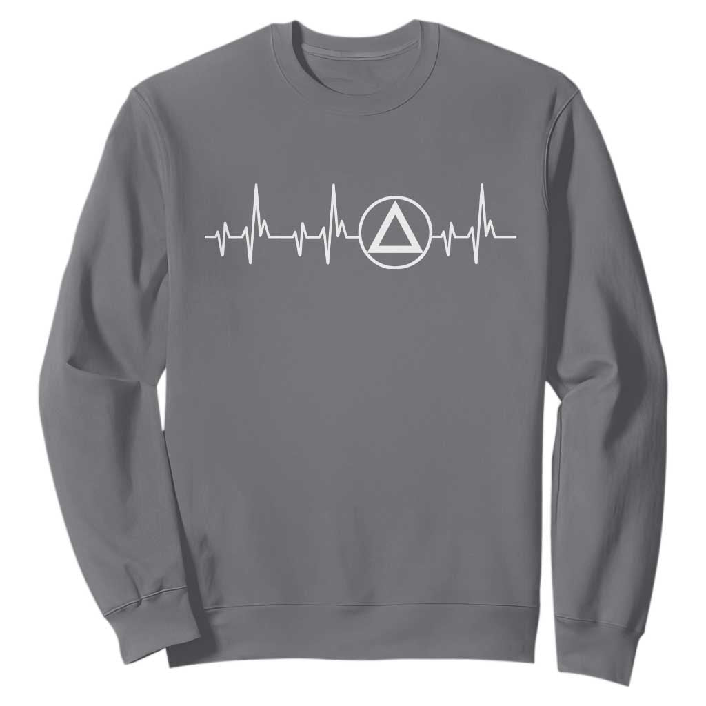 Sober Recover Sobriety Heartbeat EKG Pulse Recovery Sweatshirt TS11 Charcoal Print Your Wear
