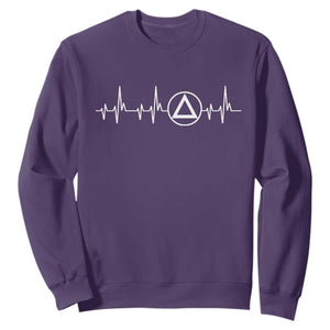 Sober Recover Sobriety Heartbeat EKG Pulse Recovery Sweatshirt TS11 Purple Print Your Wear