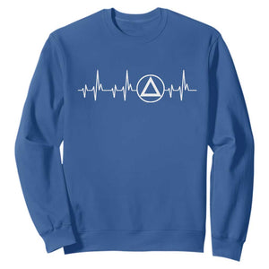 Sober Recover Sobriety Heartbeat EKG Pulse Recovery Sweatshirt TS11 Royal Blue Print Your Wear
