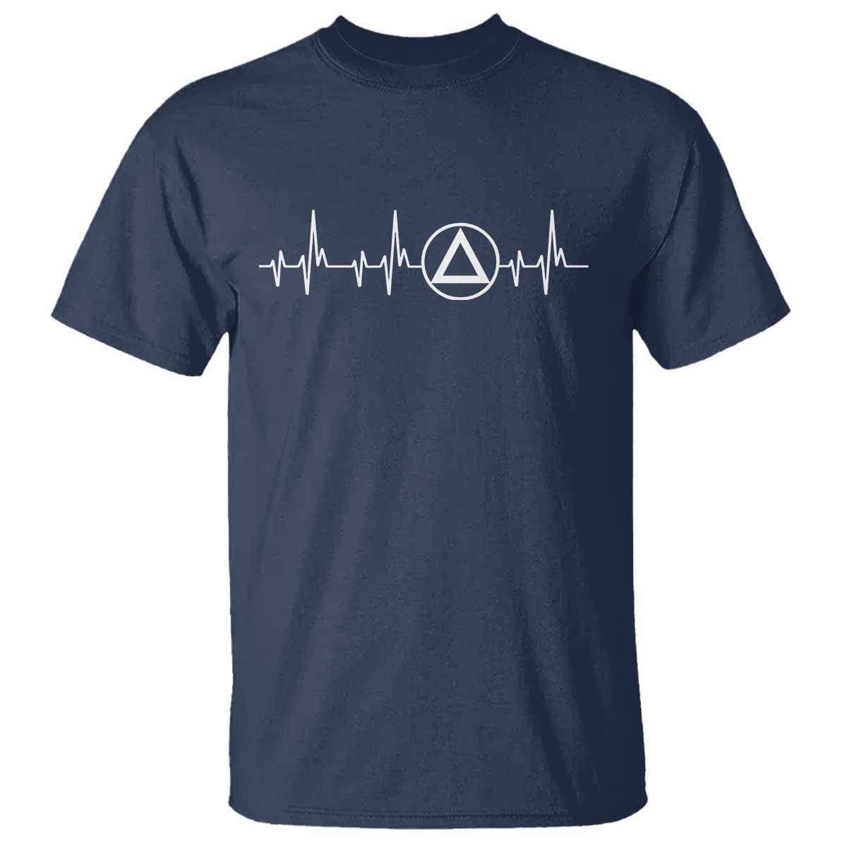 Sober Recover Sobriety Heartbeat EKG Pulse Recovery T Shirt TS11 Navy Print Your Wear