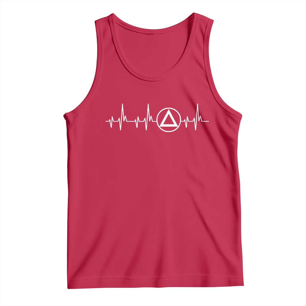 Sober Recover Sobriety Heartbeat EKG Pulse Recovery Tank Top TS11 Red Print Your Wear