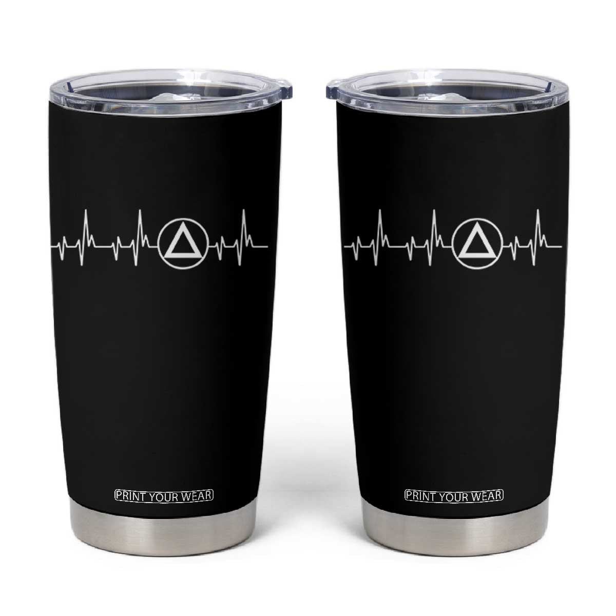 Sober Recover Sobriety Heartbeat EKG Pulse Recovery Tumbler Cup TS11 Black Print Your Wear