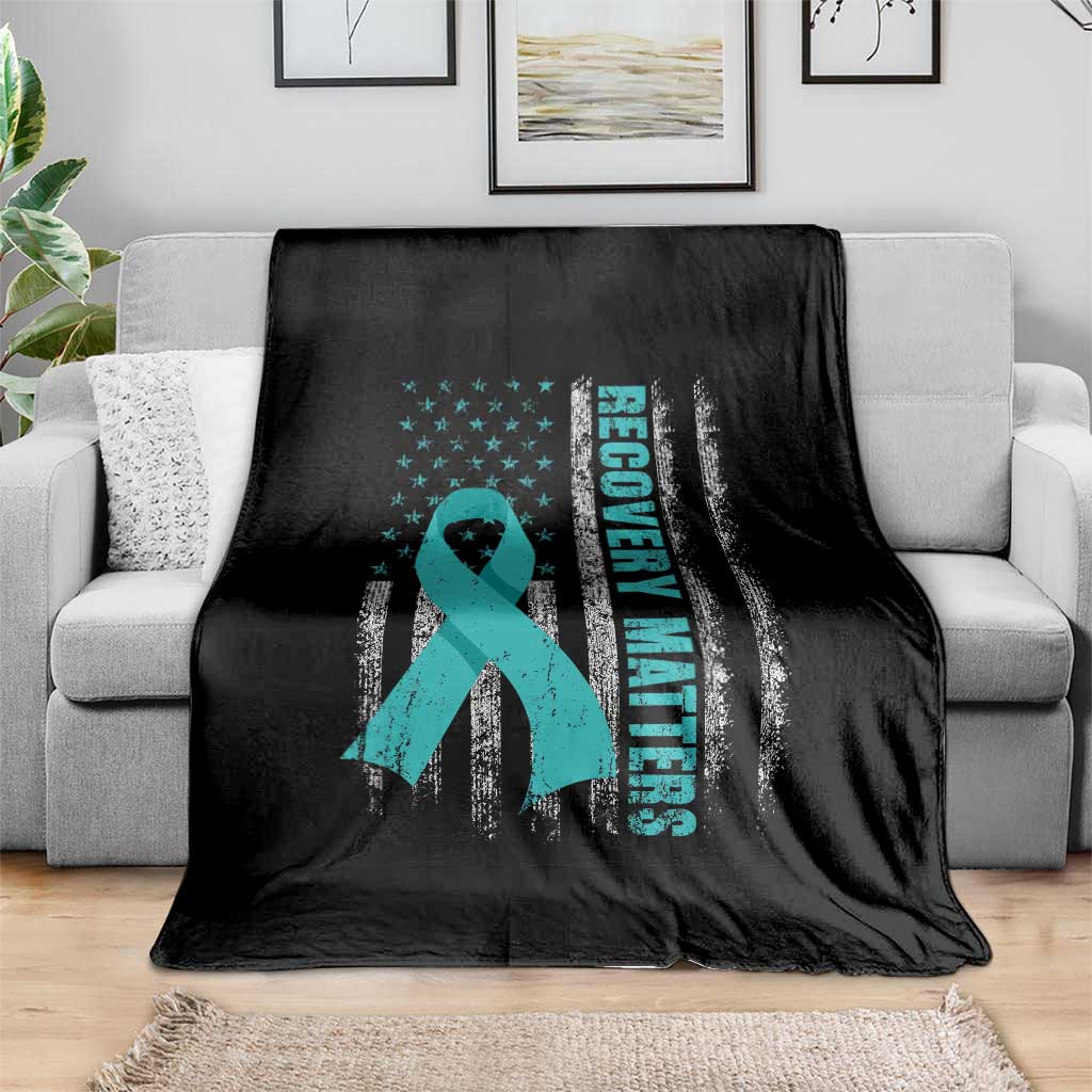 Recovery Matter Sobriety Anniversary Sober AA NA Throw Blanket Vintage American Flag TS11 Print Your Wear