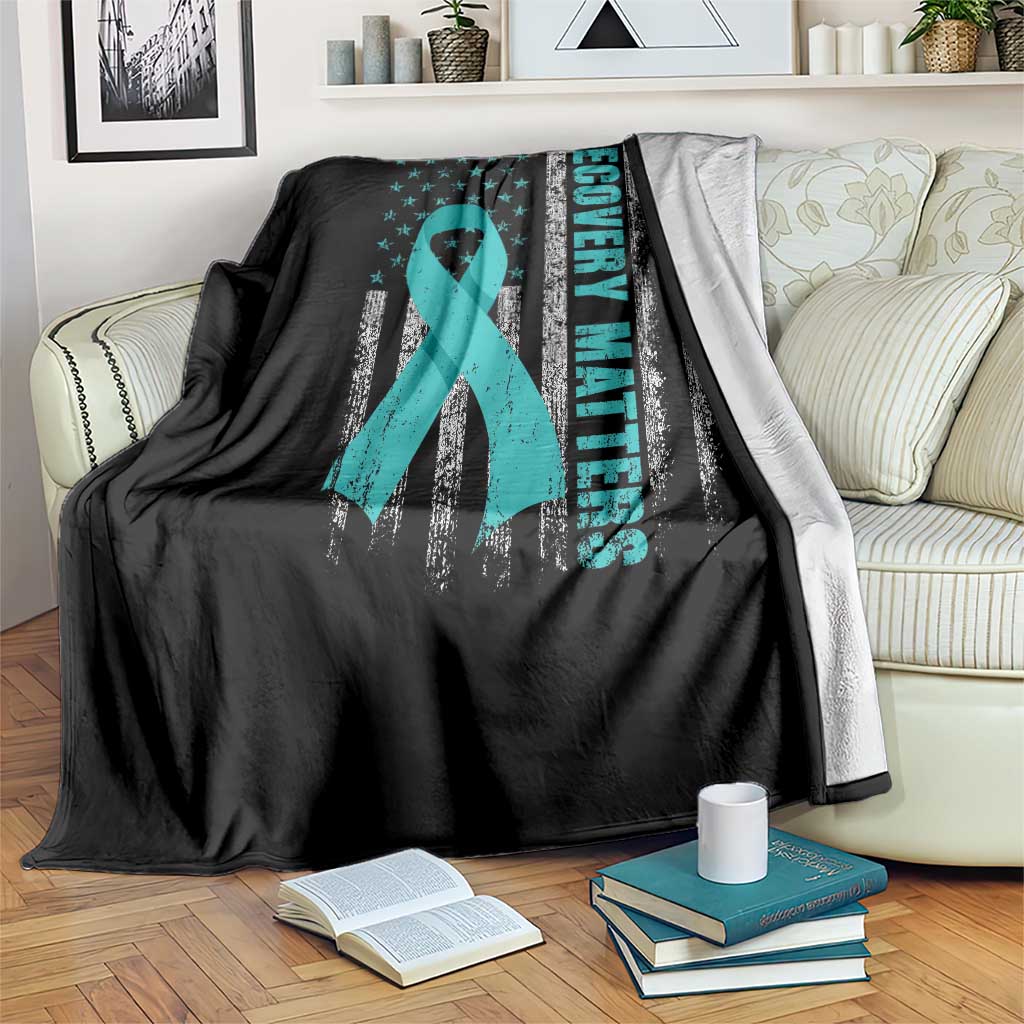 Recovery Matter Sobriety Anniversary Sober AA NA Throw Blanket Vintage American Flag TS11 Print Your Wear