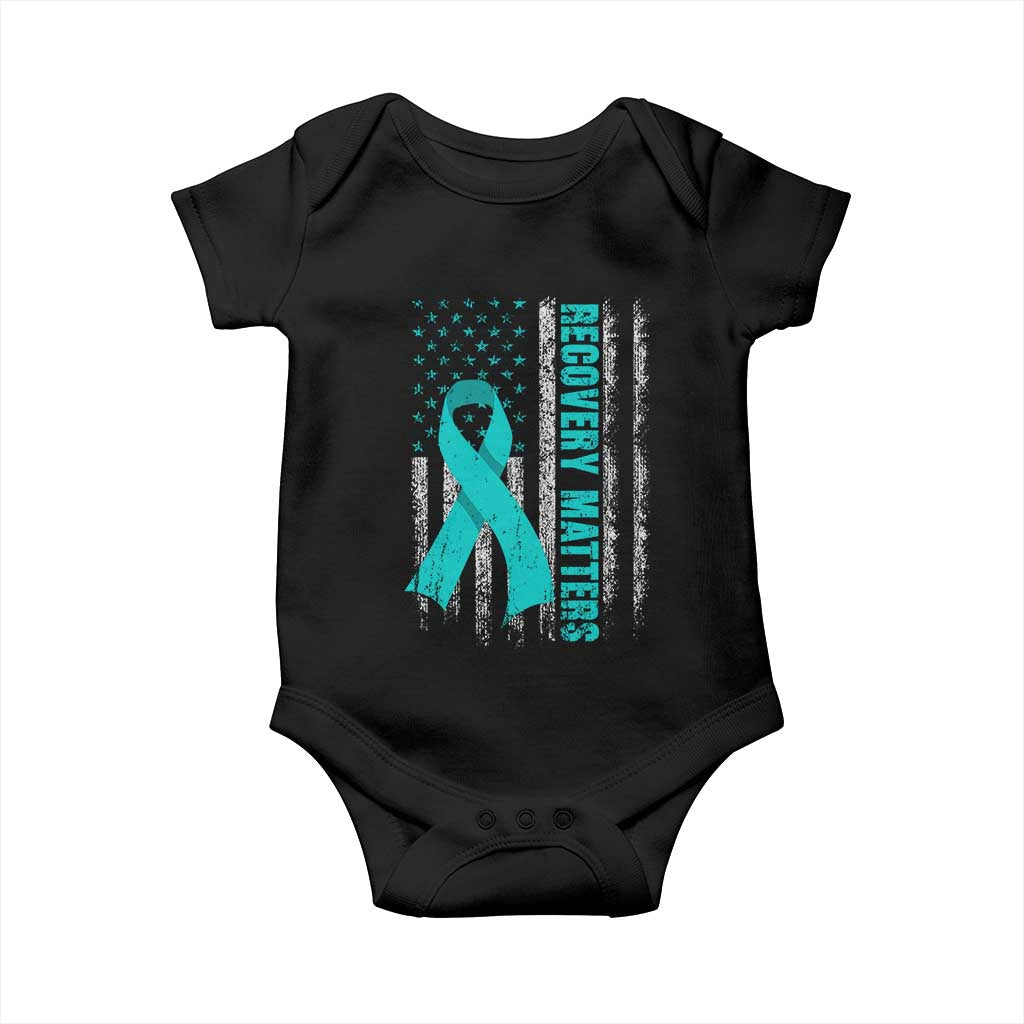 Recovery Matter Sobriety Anniversary Sober AA NA Baby Onesie Vintage American Flag TS11 Black Print Your Wear