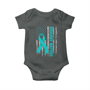 Recovery Matter Sobriety Anniversary Sober AA NA Baby Onesie Vintage American Flag TS11 Dark Heather Print Your Wear