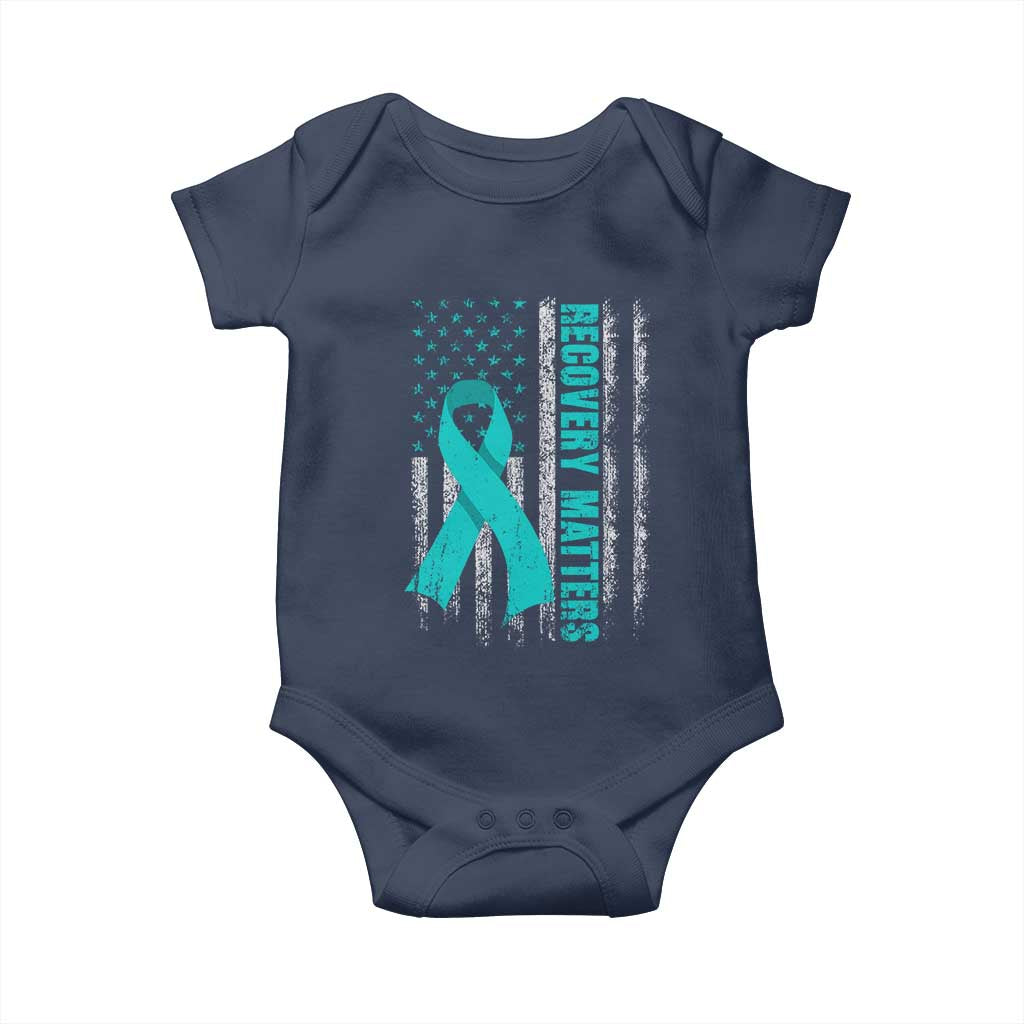 Recovery Matter Sobriety Anniversary Sober AA NA Baby Onesie Vintage American Flag TS11 Navy Print Your Wear
