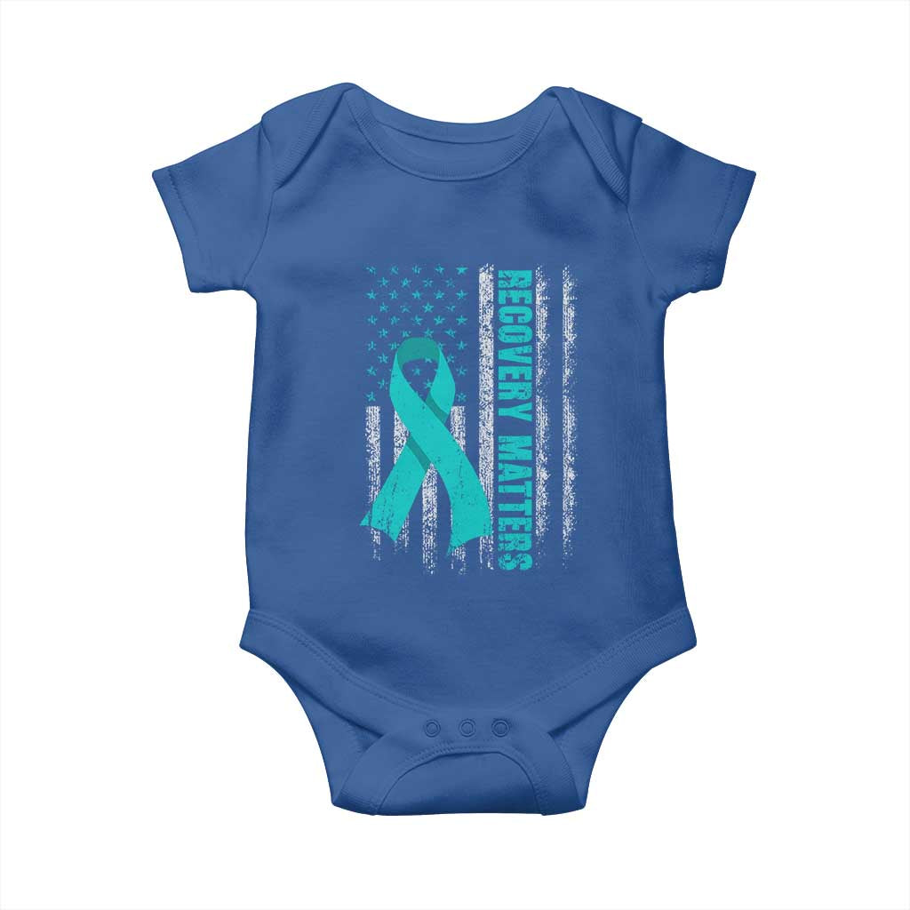 Recovery Matter Sobriety Anniversary Sober AA NA Baby Onesie Vintage American Flag TS11 Royal Blue Print Your Wear