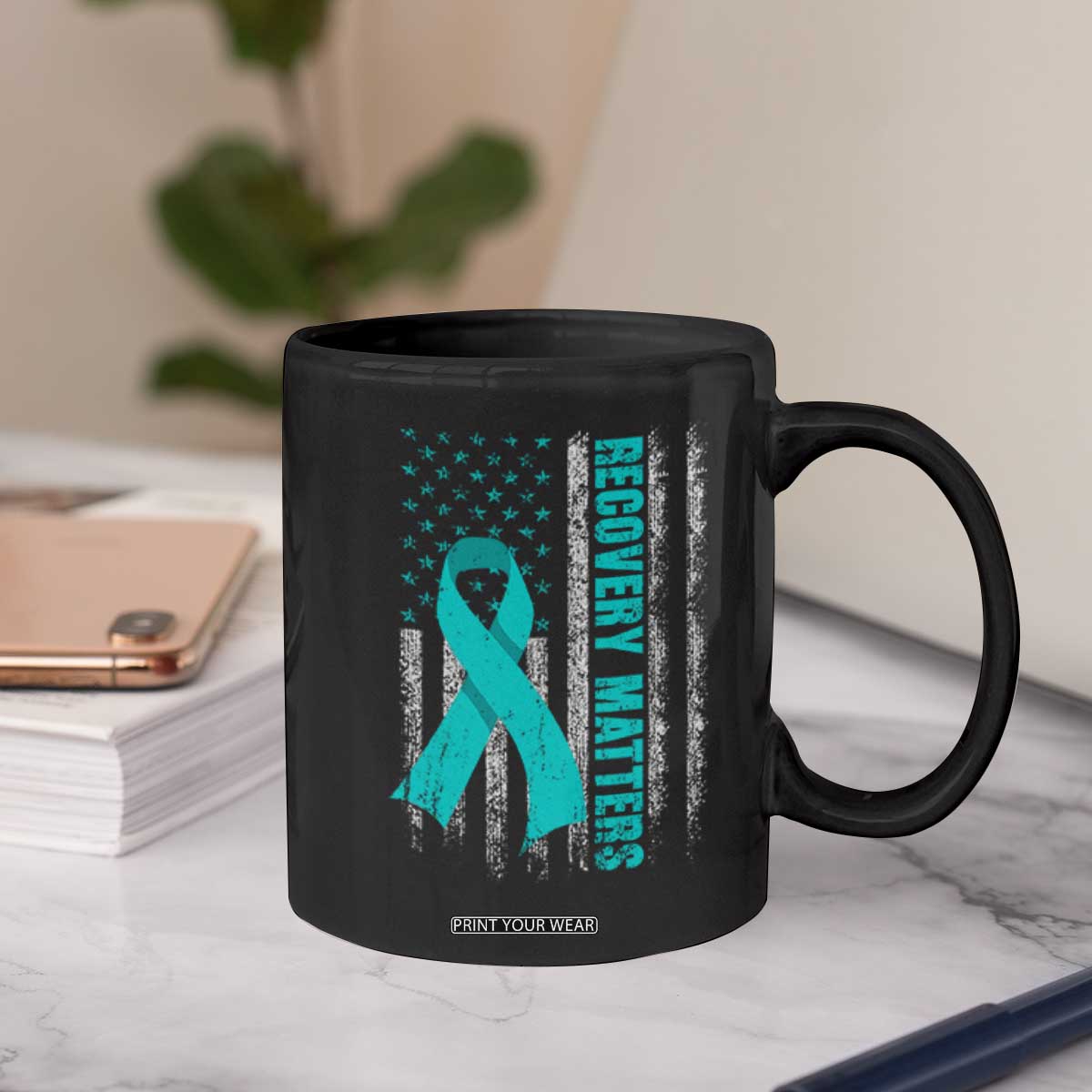 Recovery Matter Sobriety Anniversary Sober AA NA Coffee Mug Vintage American Flag TS11 Print Your Wear