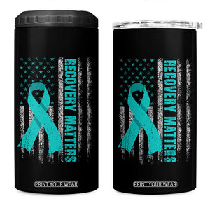 Recovery Matter Sobriety Anniversary Sober AA NA 4 in 1 Can Cooler Tumbler Vintage American Flag TS11 One Size: 16 oz Black Print Your Wear