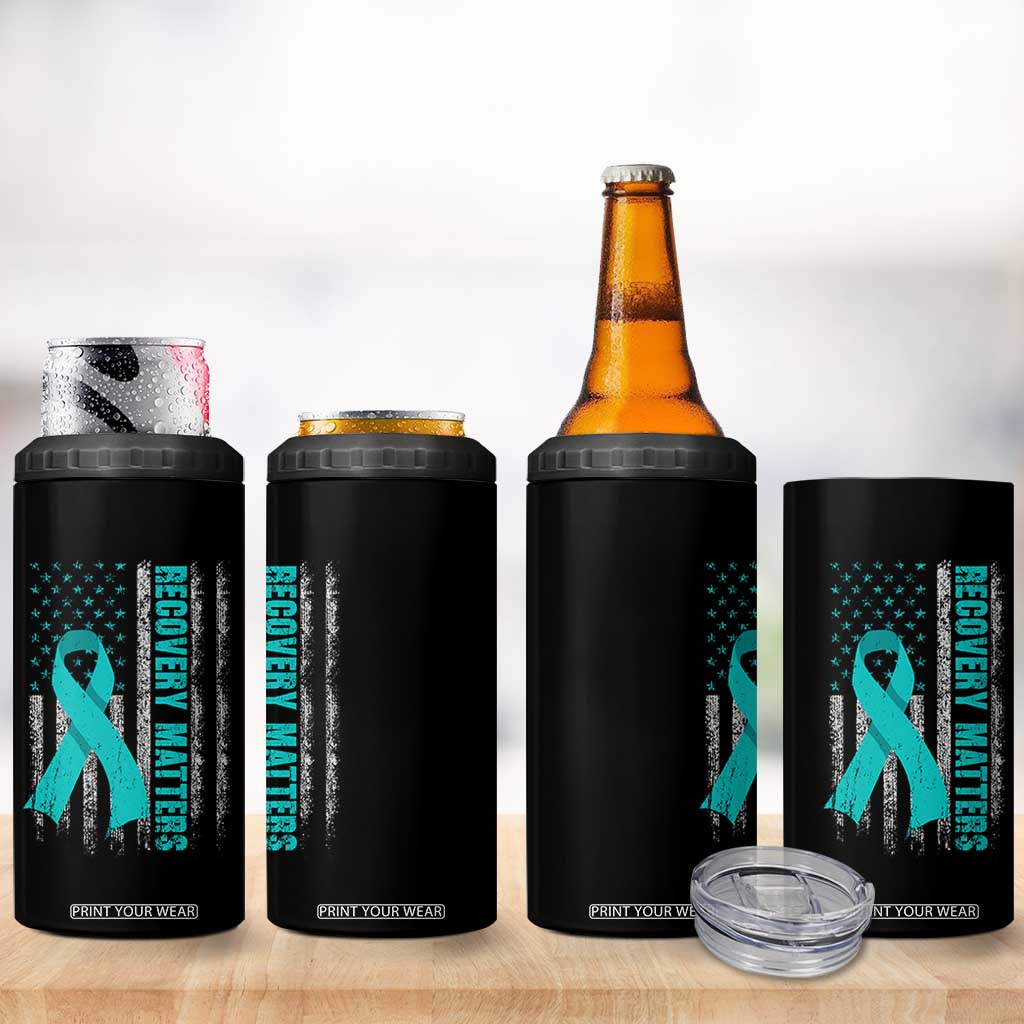 Recovery Matter Sobriety Anniversary Sober AA NA 4 in 1 Can Cooler Tumbler Vintage American Flag TS11 Print Your Wear