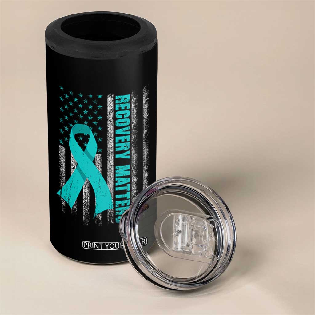 Recovery Matter Sobriety Anniversary Sober AA NA 4 in 1 Can Cooler Tumbler Vintage American Flag TS11 Print Your Wear