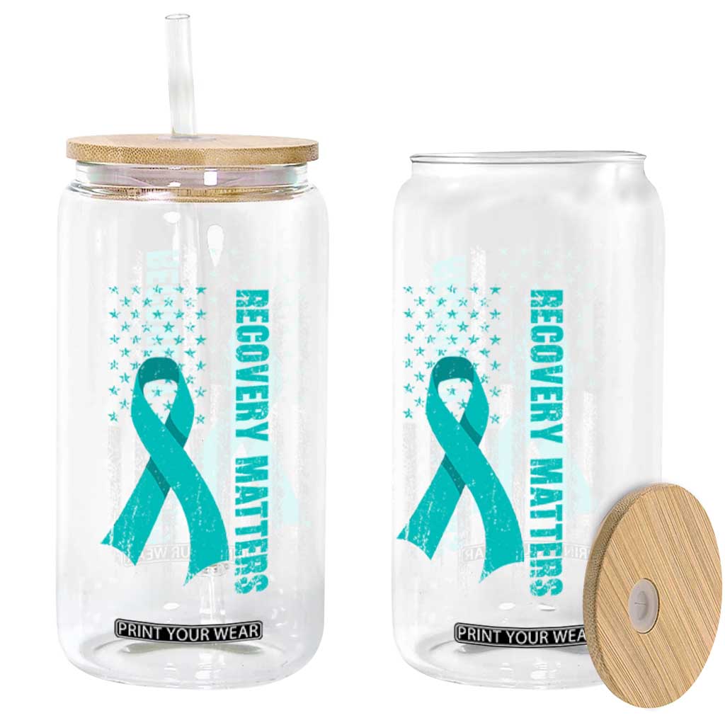 Recovery Matter Sobriety Anniversary Sober AA NA Glass Can Vintage American Flag TS11 Print Your Wear