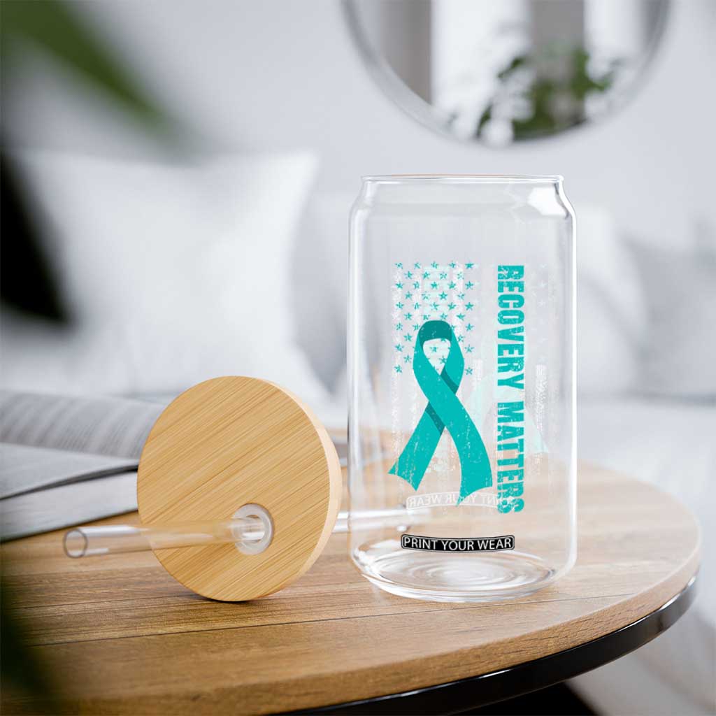 Recovery Matter Sobriety Anniversary Sober AA NA Glass Can Vintage American Flag TS11 Print Your Wear