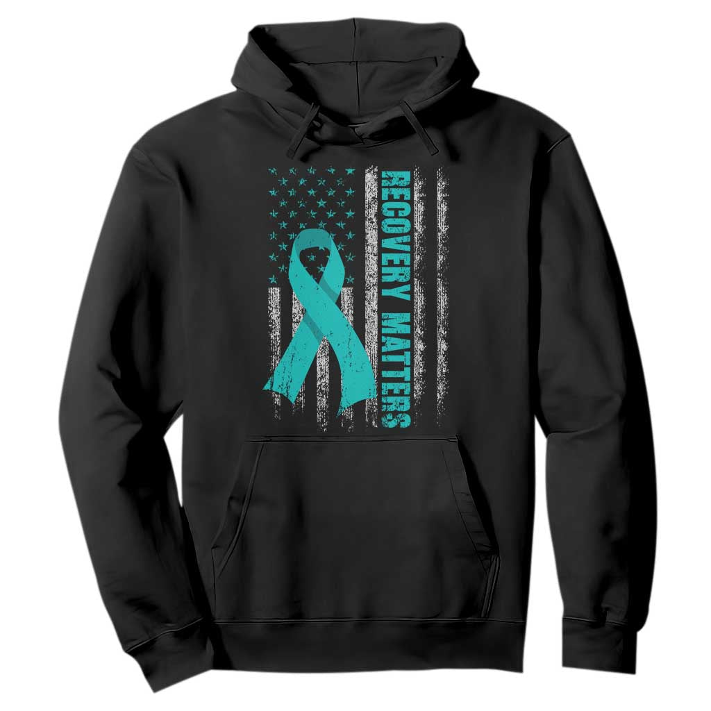 Recovery Matter Sobriety Anniversary Sober AA NA Hoodie Vintage American Flag TS11 Black Print Your Wear