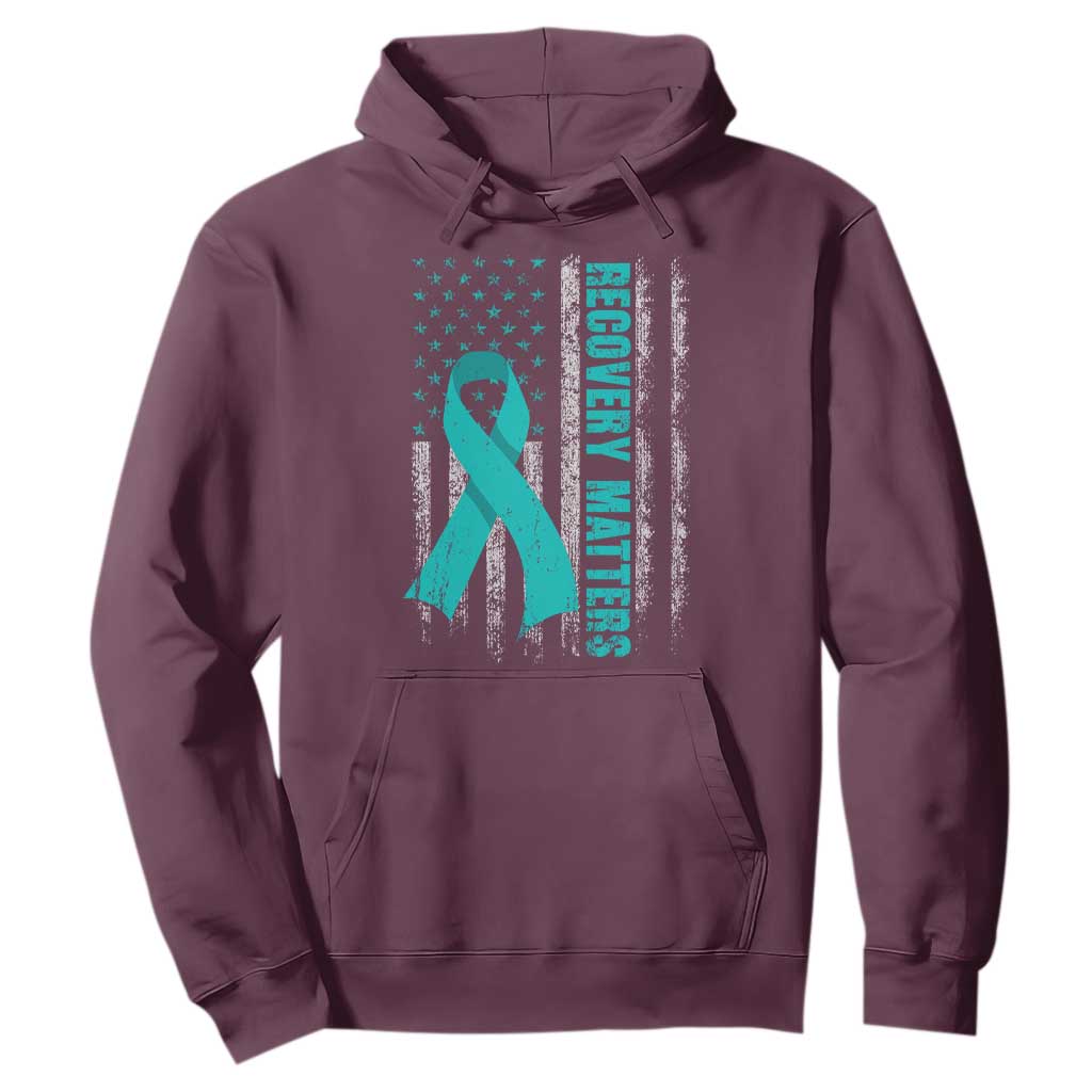 Recovery Matter Sobriety Anniversary Sober AA NA Hoodie Vintage American Flag TS11 Maroon Print Your Wear