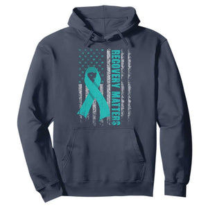 Recovery Matter Sobriety Anniversary Sober AA NA Hoodie Vintage American Flag TS11 Navy Print Your Wear