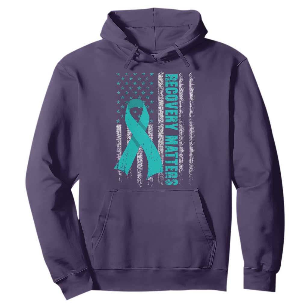 Recovery Matter Sobriety Anniversary Sober AA NA Hoodie Vintage American Flag TS11 Purple Print Your Wear
