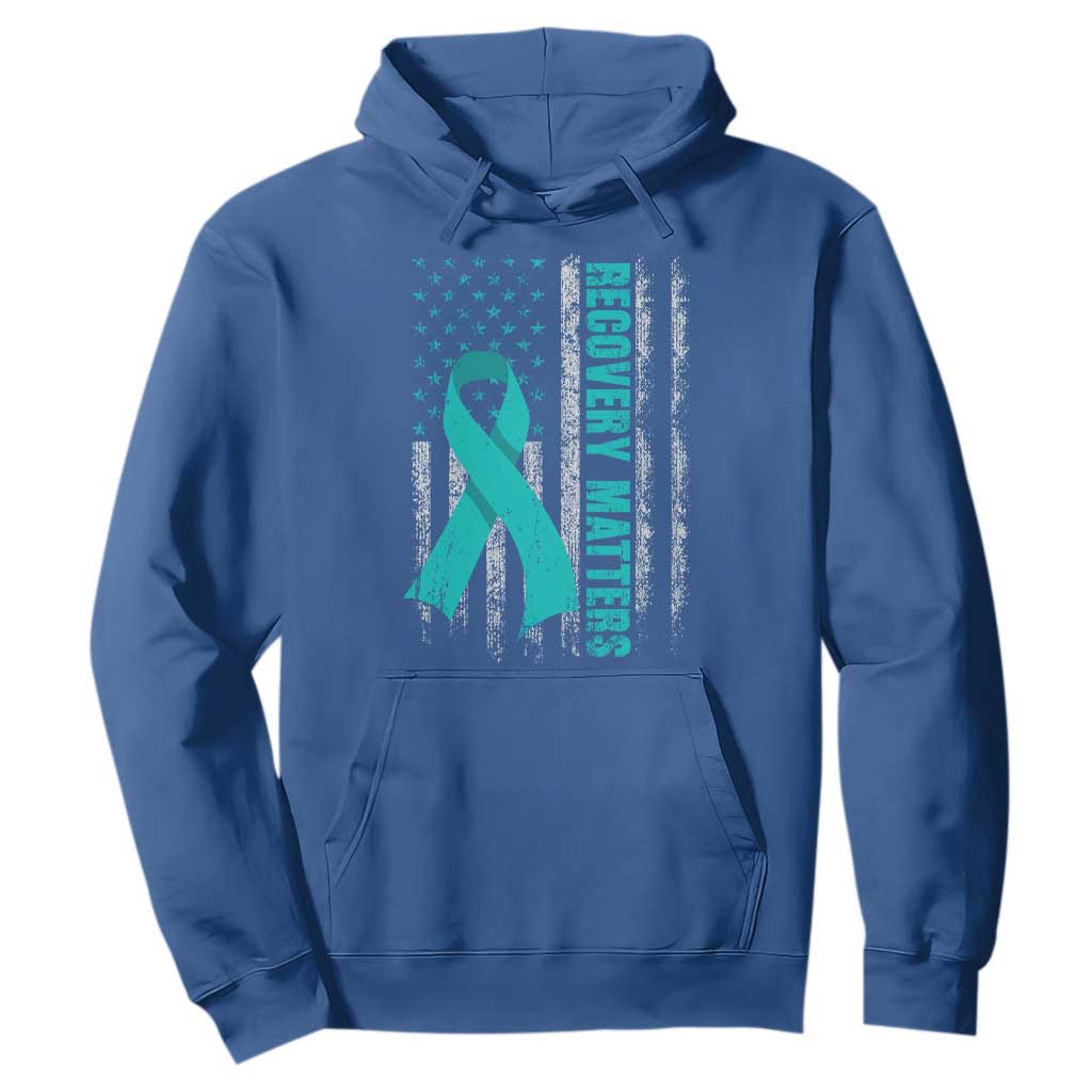 Recovery Matter Sobriety Anniversary Sober AA NA Hoodie Vintage American Flag TS11 Royal Blue Print Your Wear