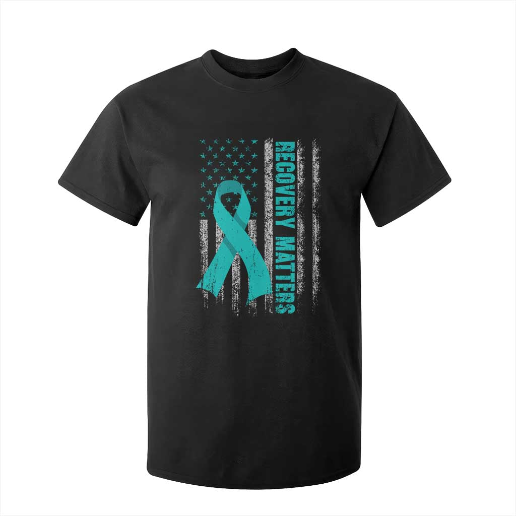 Recovery Matter Sobriety Anniversary Sober AA NA T Shirt For Kid Vintage American Flag TS11 Black Print Your Wear