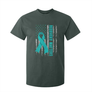 Recovery Matter Sobriety Anniversary Sober AA NA T Shirt For Kid Vintage American Flag TS11 Dark Forest Green Print Your Wear