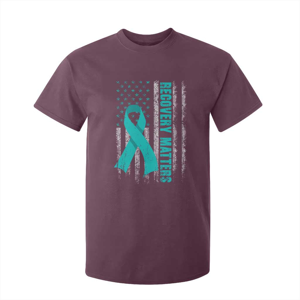 Recovery Matter Sobriety Anniversary Sober AA NA T Shirt For Kid Vintage American Flag TS11 Maroon Print Your Wear