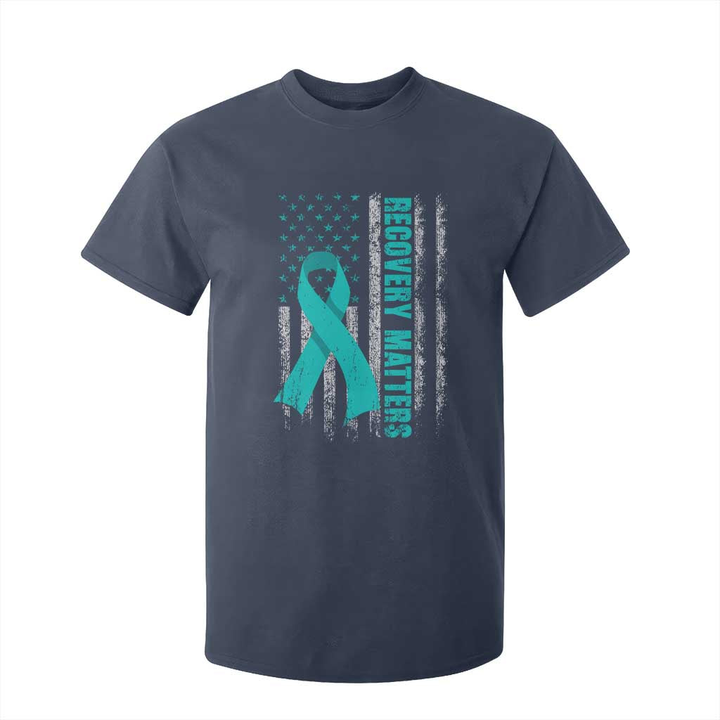 Recovery Matter Sobriety Anniversary Sober AA NA T Shirt For Kid Vintage American Flag TS11 Navy Print Your Wear