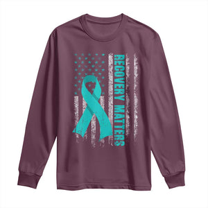 Recovery Matter Sobriety Anniversary Sober AA NA Long Sleeve Shirt Vintage American Flag TS11 Maroon Print Your Wear