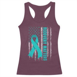 Recovery Matter Sobriety Anniversary Sober AA NA Racerback Tank Top Vintage American Flag TS11 Maroon Print Your Wear