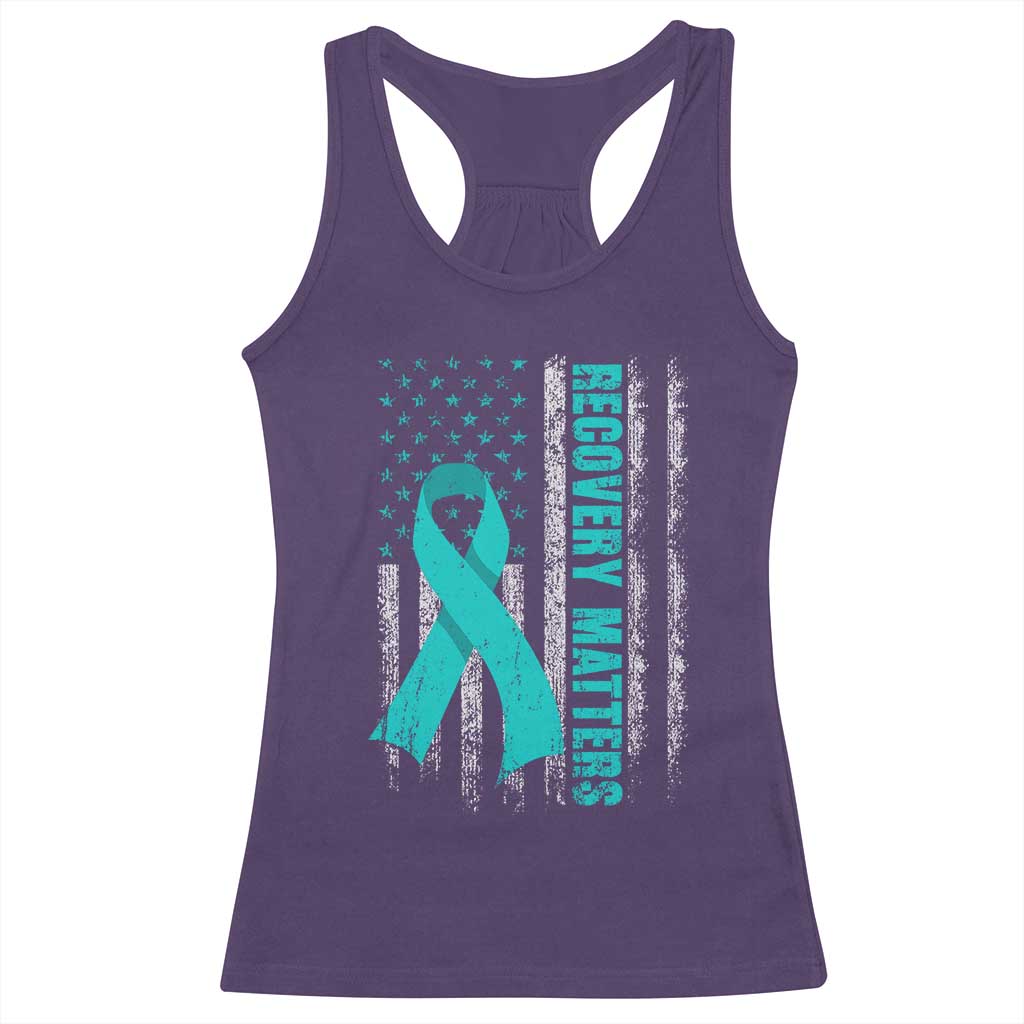 Recovery Matter Sobriety Anniversary Sober AA NA Racerback Tank Top Vintage American Flag TS11 Purple Print Your Wear