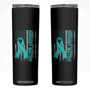 Recovery Matter Sobriety Anniversary Sober AA NA Skinny Tumbler Vintage American Flag TS11 Black Print Your Wear