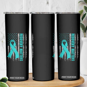 Recovery Matter Sobriety Anniversary Sober AA NA Skinny Tumbler Vintage American Flag TS11 Print Your Wear