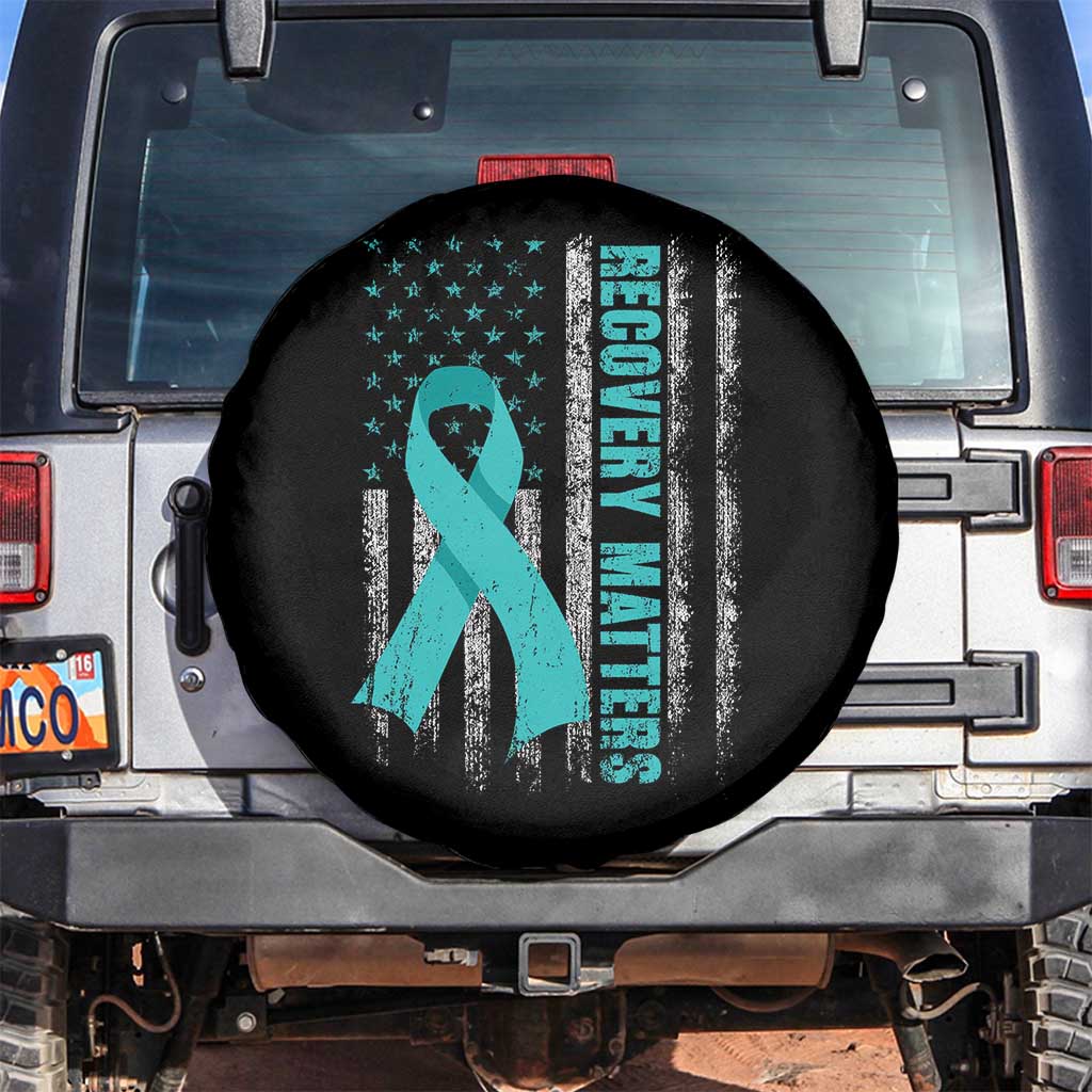 Recovery Matter Sobriety Anniversary Sober AA NA Spare Tire Cover Vintage American Flag TS11 No hole Black Print Your Wear