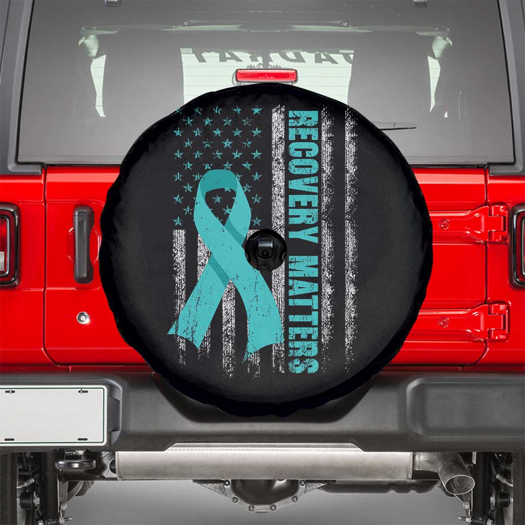 Recovery Matter Sobriety Anniversary Sober AA NA Spare Tire Cover Vintage American Flag TS11 Black Print Your Wear