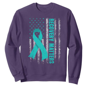 Recovery Matter Sobriety Anniversary Sober AA NA Sweatshirt Vintage American Flag TS11 Purple Print Your Wear