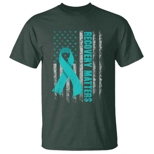 Recovery Matter Sobriety Anniversary Sober AA NA T Shirt Vintage American Flag TS11 Dark Forest Green Print Your Wear