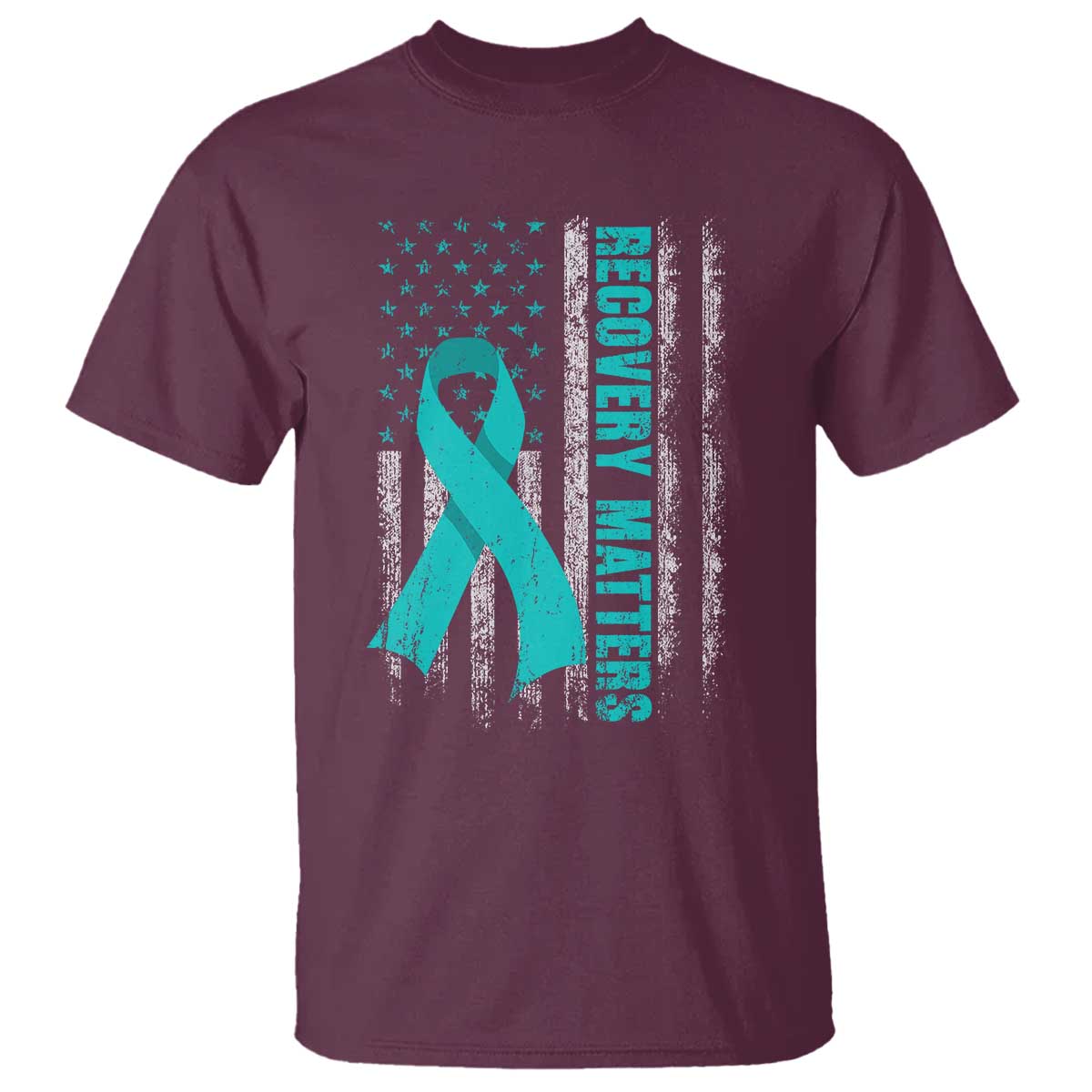 Recovery Matter Sobriety Anniversary Sober AA NA T Shirt Vintage American Flag TS11 Maroon Print Your Wear
