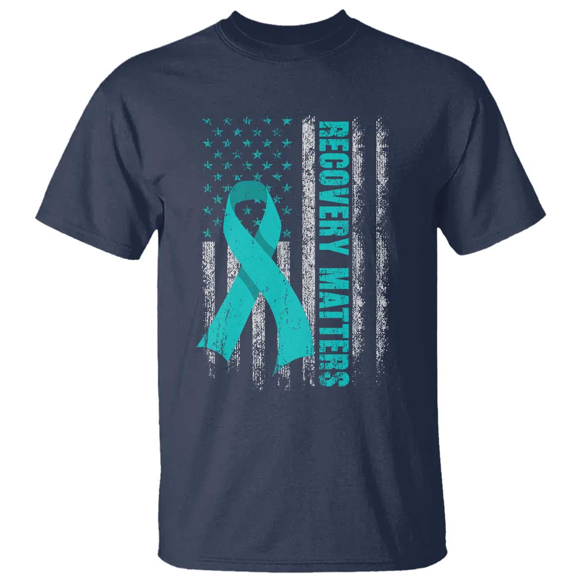 Recovery Matter Sobriety Anniversary Sober AA NA T Shirt Vintage American Flag TS11 Navy Print Your Wear