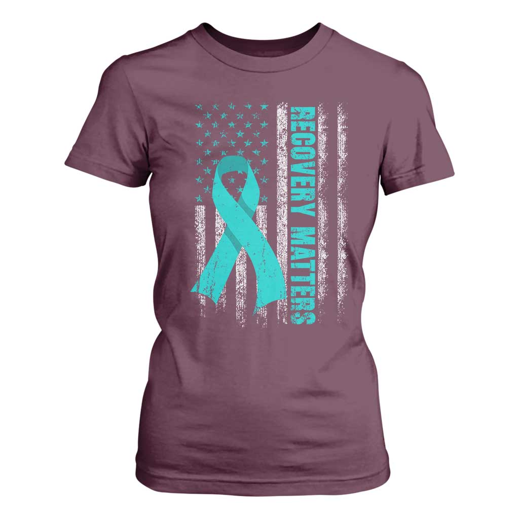 Recovery Matter Sobriety Anniversary Sober AA NA T Shirt For Women Vintage American Flag TS11 Maroon Print Your Wear