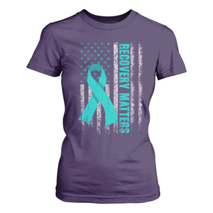Recovery Matter Sobriety Anniversary Sober AA NA T Shirt For Women Vintage American Flag TS11 Purple Print Your Wear