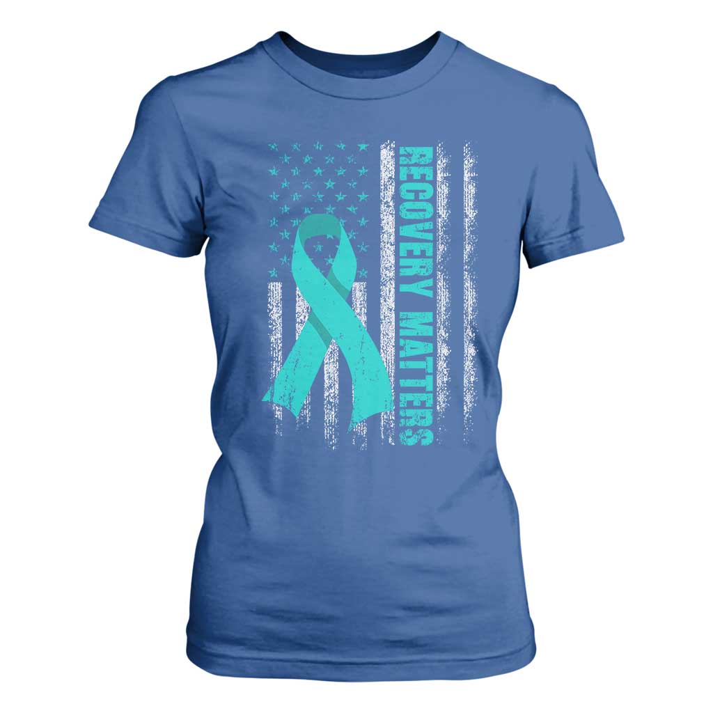 Recovery Matter Sobriety Anniversary Sober AA NA T Shirt For Women Vintage American Flag TS11 Royal Blue Print Your Wear