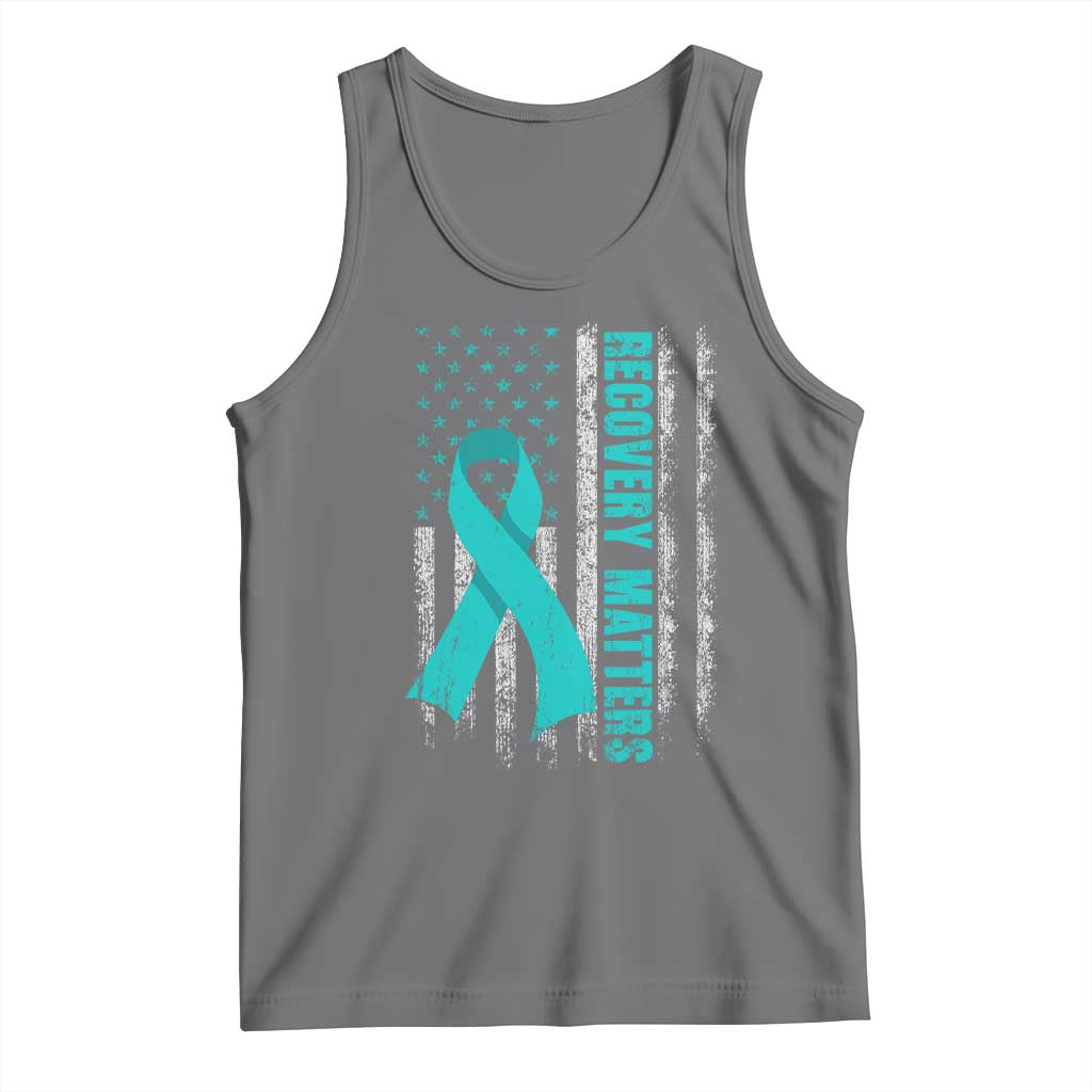 Recovery Matter Sobriety Anniversary Sober AA NA Tank Top Vintage American Flag TS11 Black Heather Print Your Wear
