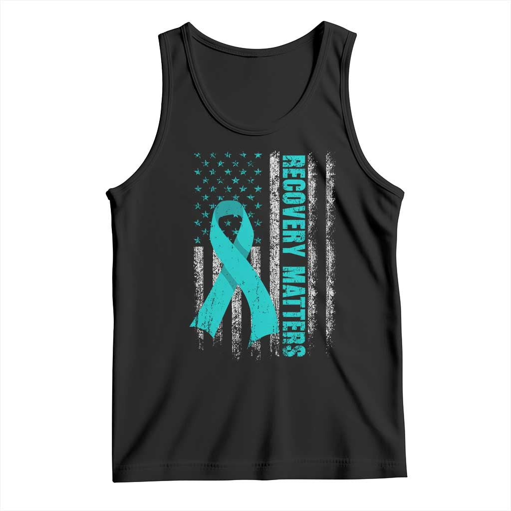 Recovery Matter Sobriety Anniversary Sober AA NA Tank Top Vintage American Flag TS11 Black Print Your Wear