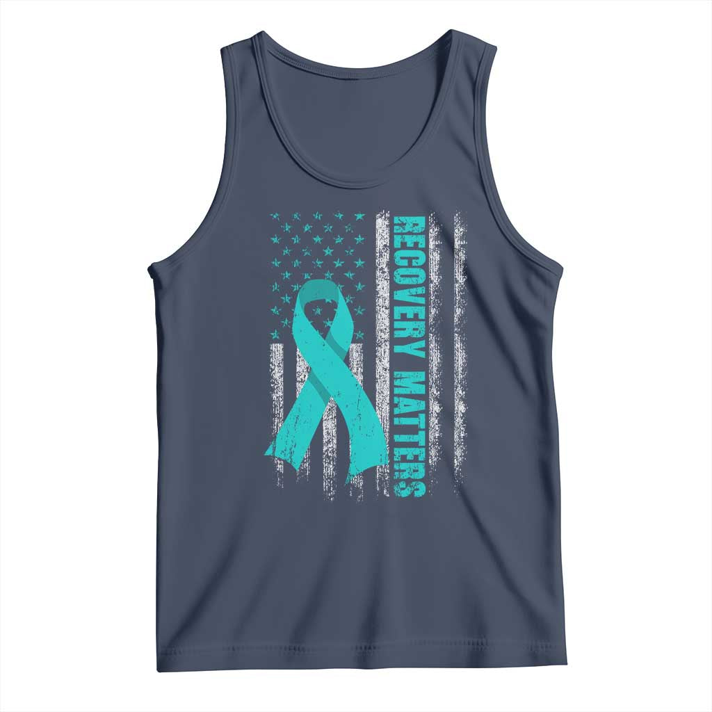 Recovery Matter Sobriety Anniversary Sober AA NA Tank Top Vintage American Flag TS11 Navy Print Your Wear