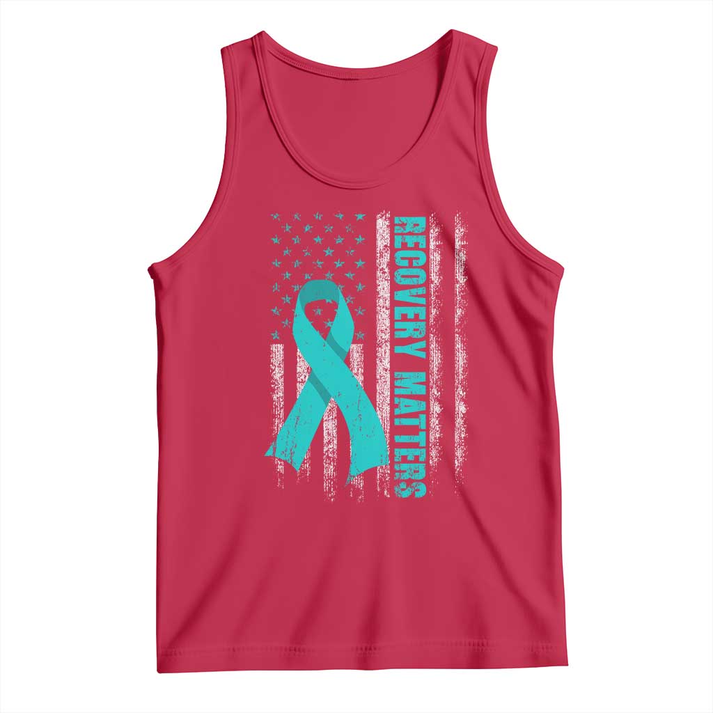 Recovery Matter Sobriety Anniversary Sober AA NA Tank Top Vintage American Flag TS11 Red Print Your Wear