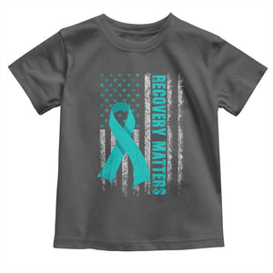 Recovery Matter Sobriety Anniversary Sober AA NA Toddler T Shirt Vintage American Flag TS11 Dark Heather Print Your Wear