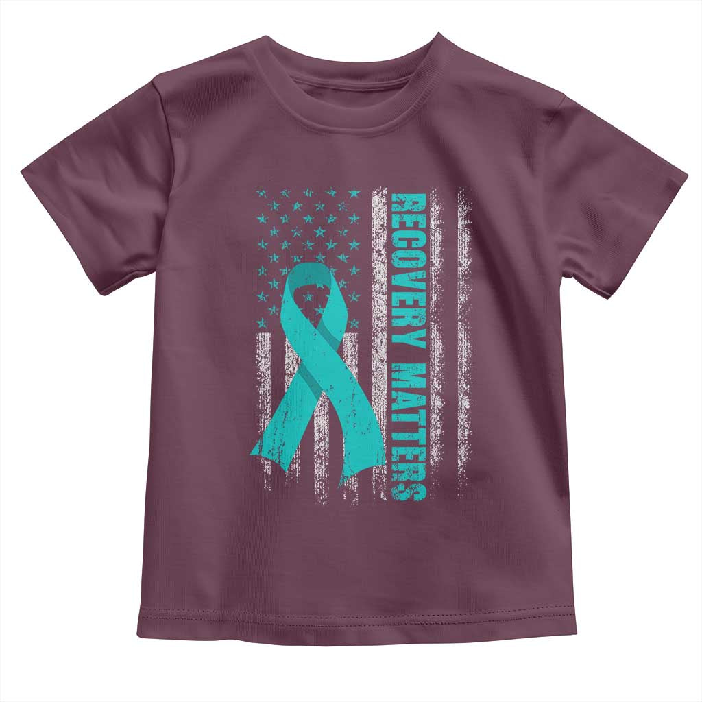 Recovery Matter Sobriety Anniversary Sober AA NA Toddler T Shirt Vintage American Flag TS11 Maroon Print Your Wear