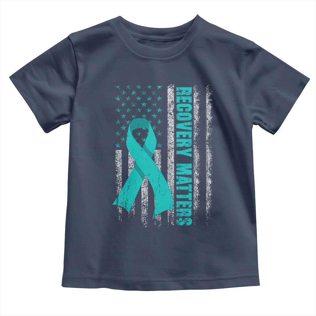 Recovery Matter Sobriety Anniversary Sober AA NA Toddler T Shirt Vintage American Flag TS11 Navy Print Your Wear